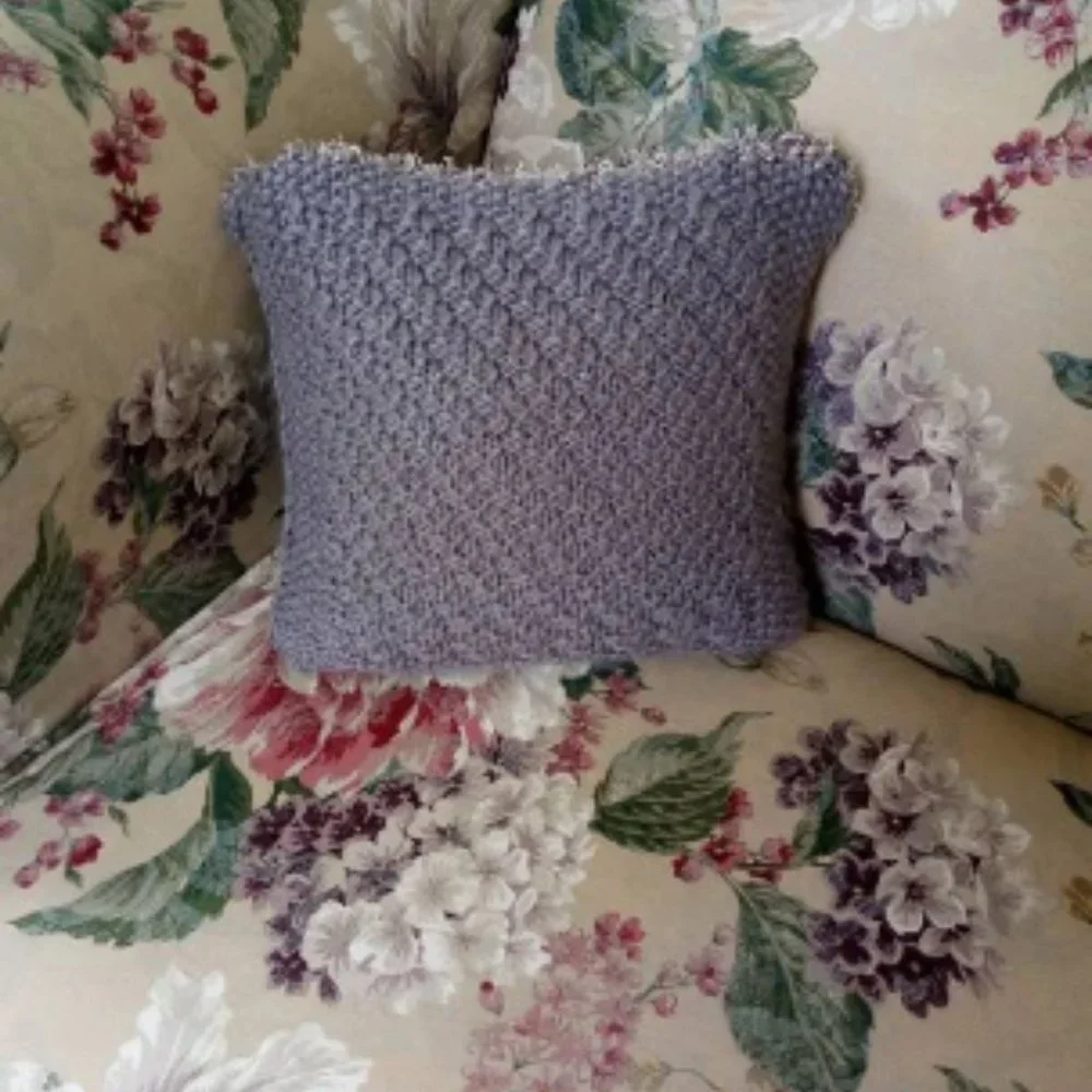 Hand Crafted Knit Throw Pillow Cable Metal Button Gray Cable Home Decor Cab…